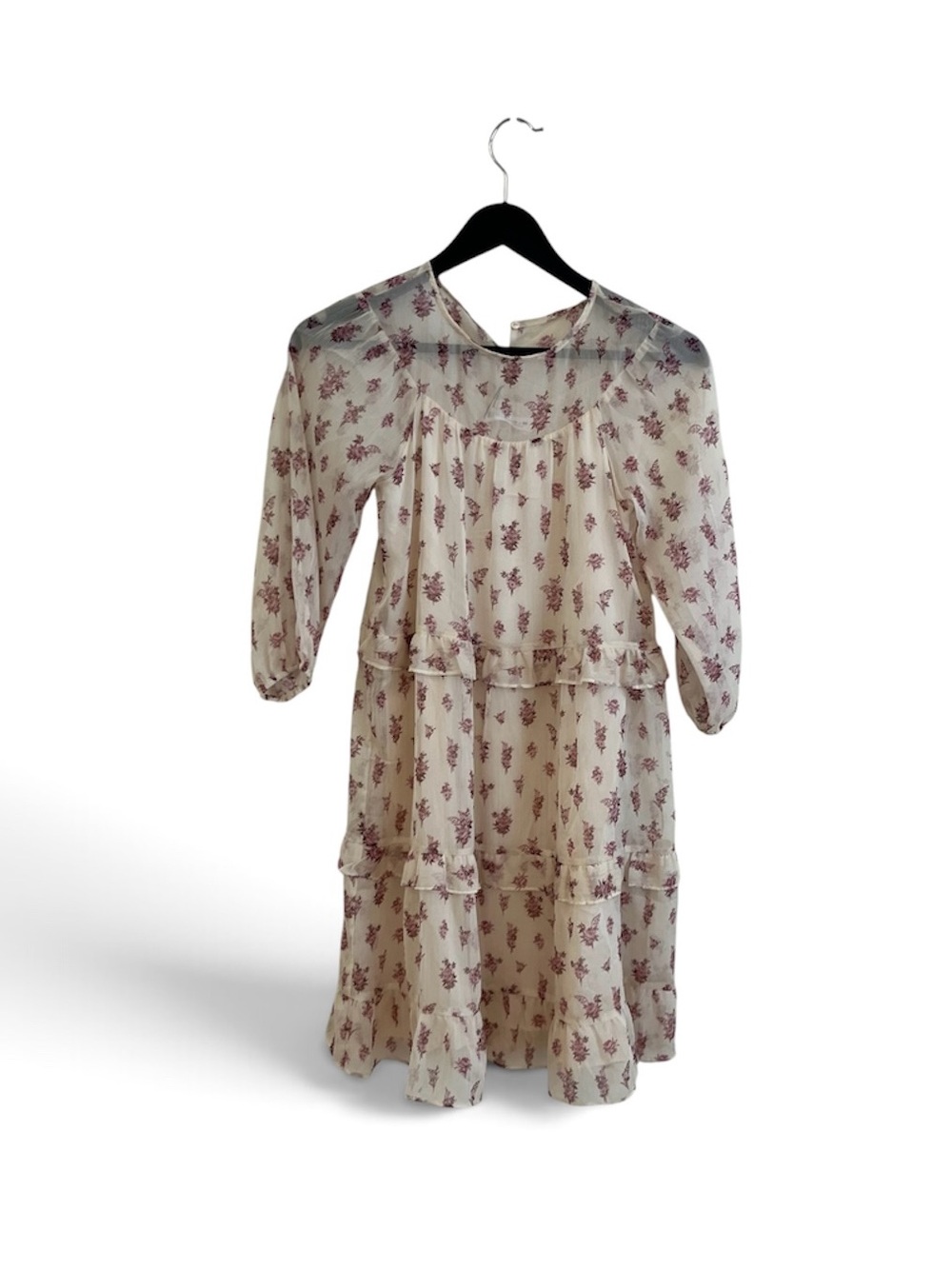 Zara Cream Dress with Pink Floral Print